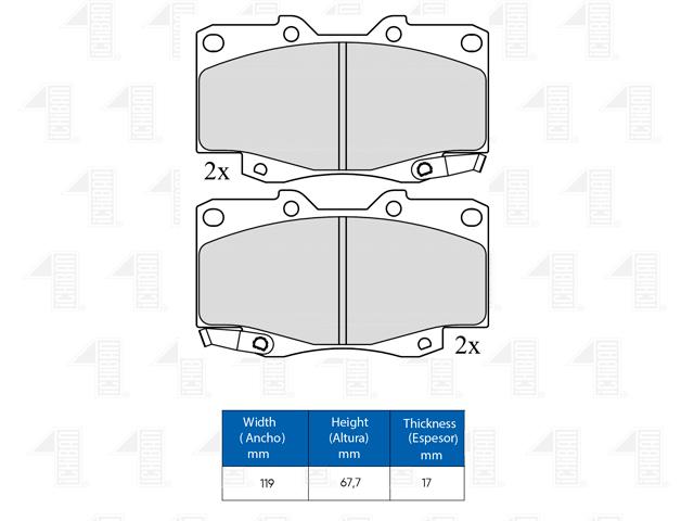 PASTILLAS DELANTERA TOYOTA HILUX/KUN25/KUN26/KUN35/1KD